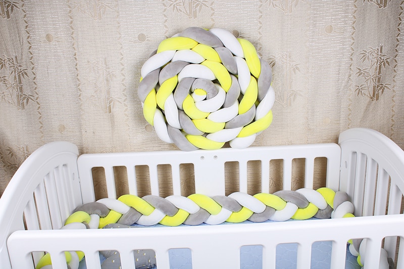 1M/2M/3M Length Nordic Knot Newborn Bumper Knot Long Knotted Braid Pillow Baby Bed Fence Woven Plush Crib Cushion Bed Fence